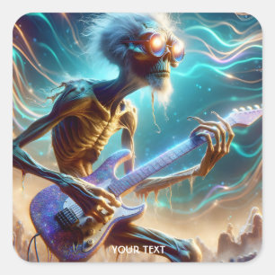 Fantasy Schattigee Guitar Strange Player Vierkante Sticker