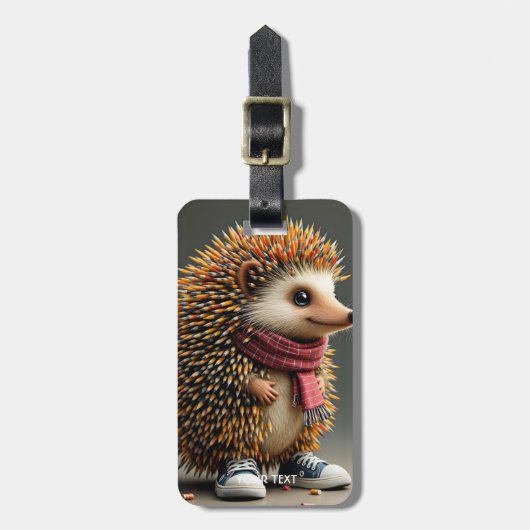 Fantasy Schattigee Hedgehog Sharp Needles Bagagelabel (Voorkant verticaal)