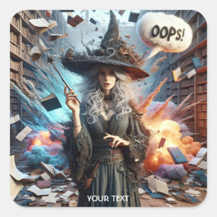 Fantasy Schattigee heks grappige fout Vierkante Sticker