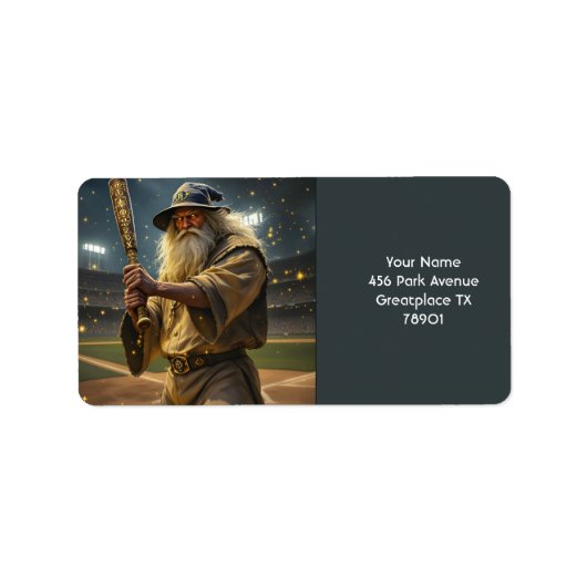Fantasy Schattigee Honkbal Wizard Bat Etiket (Voorkant)