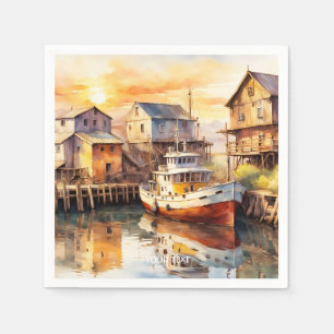 Fantasy Schattigee Houten Gevist Trawler Servet