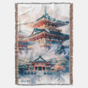 Fantasy Schattigee Japanse Tempel Waterverf Deken