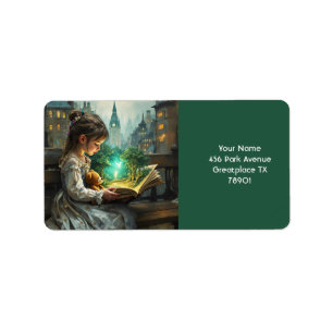 Fantasy Schattigee jonge meisje lezen Etiket