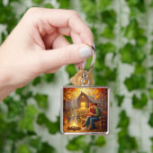 Fantasy Schattigee kampvuur datum land Sleutelhanger (Hand)