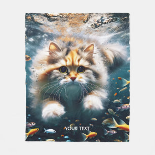 Fantasy Schattigee kat zwemmen onder water Fleece Deken