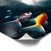 Fantasy Schattigee kat zwemmen onder water Perfect Poster (Hoek)