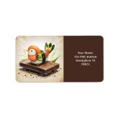 Fantasy Schattigee kleine sushi vogel Etiket (Voorkant)