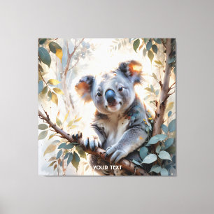 Fantasy Schattigee Koala Tree Waterverf Canvas Afdruk
