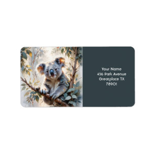 Fantasy Schattigee Koala Tree Waterverf Etiket