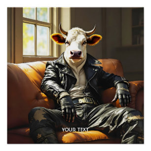 Fantasy Schattigee Koe Leather Couch Perfect Poster