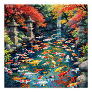 Fantasy Schattigee Koi Visvijver Perfect Poster