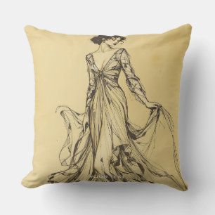 Fantasy Schattigee Lady Pencil Tekening Kussen