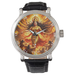 Fantasy Schattigee levendige godin Durga Battle Horloge