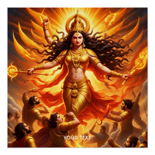Fantasy Schattigee levendige godin Durga Battle Perfect Poster (Voorkant)