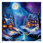 Fantasy Schattigee levendige kerst winternacht Perfect Poster (Voorkant)