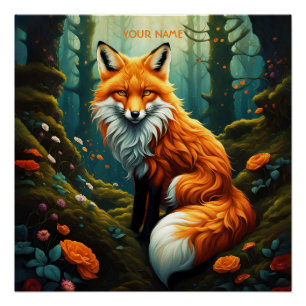 Fantasy Schattigee levendige majestueuze vossenblo Perfect Poster