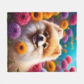 Fantasy Schattigee levendige Pommerse Baby Flowers Fleece Deken (Voorkant (Horizontaal))