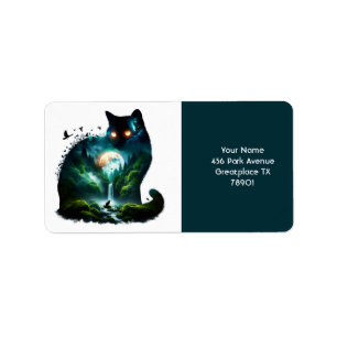 Fantasy Schattigee Maan Waterval Cat Etiket