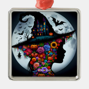Fantasy Schattigee meisje heks Halloween Metalen Ornament