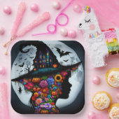 Fantasy Schattigee meisje heks Halloween Papieren Bordje (Feest)