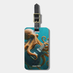 Fantasy Schattigee octopus die gitaar speelt Bagagelabel