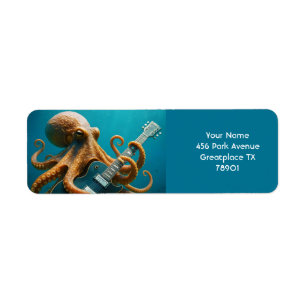 Fantasy Schattigee octopus die gitaar speelt Etiket