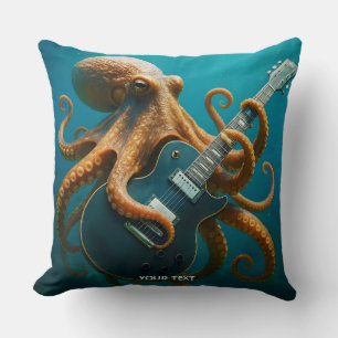 Fantasy Schattigee octopus die gitaar speelt Kussen