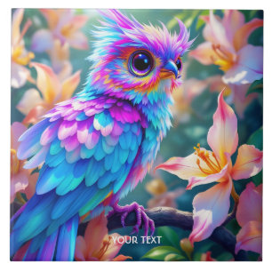 Fantasy Schattigee orchidee exotische vogel Tegeltje