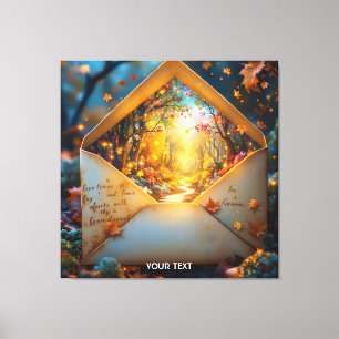 Fantasy Schattigee oude herfstenvelop Canvas Afdruk