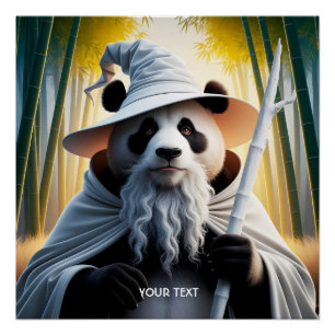 Fantasy Schattigee oude panda tovenaar Perfect Poster