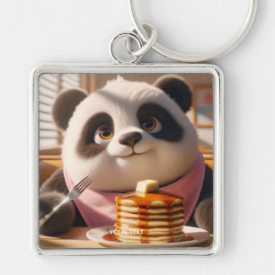 Fantasy Schattigee panda eten pannenkoeken Sleutelhanger