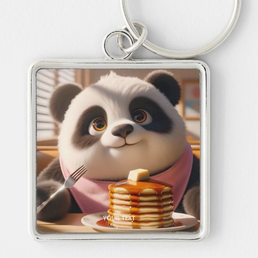 Fantasy Schattigee panda eten pannenkoeken Sleutelhanger (Voorkant)