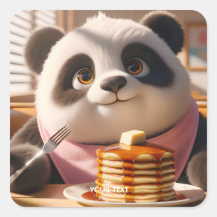 Fantasy Schattigee panda eten pannenkoeken Vierkante Sticker