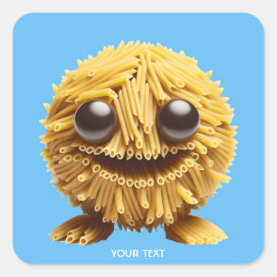 Fantasy Schattigee Pasta Lachende Creature Vierkante Sticker
