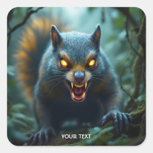 Fantasy Schattigee prehistorische boze eekhoorn Vierkante Sticker