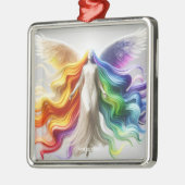 Fantasy Schattigee Pride Rainbow Angel Metalen Ornament (Links)