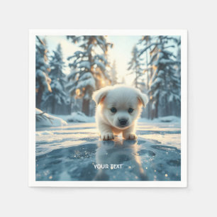 Fantasy Schattigee Puppy Winter Sneeuw Servet