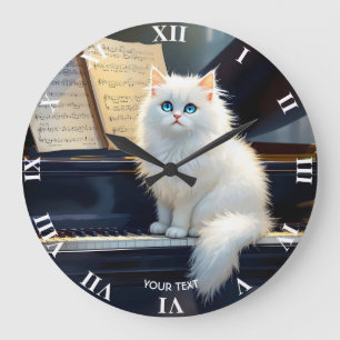 Fantasy Schattigee Ragdoll Cat op piano Grote Klok