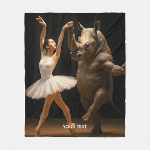 Fantasy Schattigee Rhino danseres Ballerina Fleece Deken