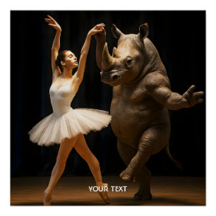 Fantasy Schattigee Rhino danseres Ballerina Perfect Poster
