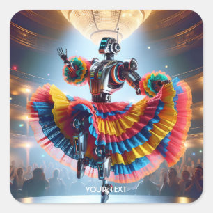 Fantasy Schattigee robotdansen Paris Vierkante Sticker