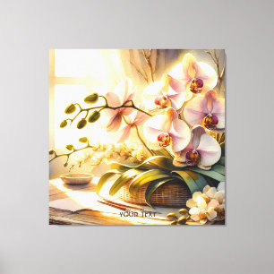 Fantasy Schattigee Roze Orchideeën Waterverf Canvas Afdruk