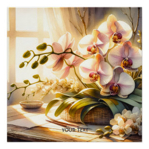 Fantasy Schattigee Roze Orchideeën Waterverf Perfect Poster