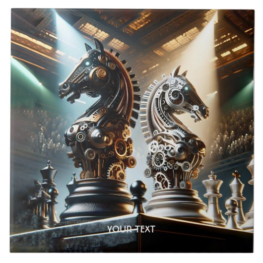 Fantasy Schattigee schaakridders stukken Tegeltje (Voorkant)