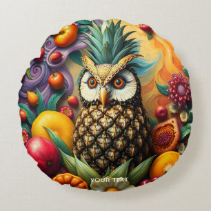 Fantasy Schattigee serene ananas uil Rond Kussen