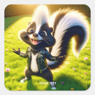 Fantasy Schattigee Skunk Punk stijl Vierkante Sticker