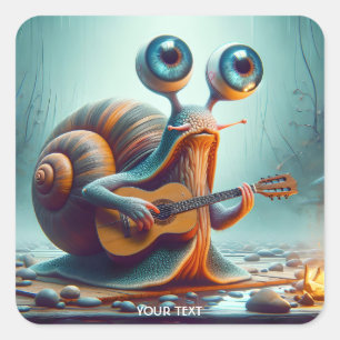 Fantasy Schattigee Snail Eyes gitaar Vierkante Sticker