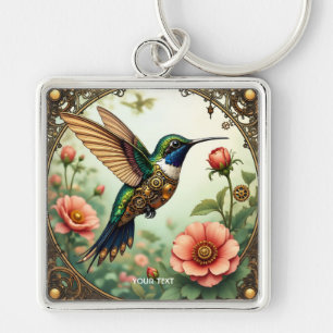 Fantasy Schattigee Steampunk Vogelbloemen Sleutelhanger
