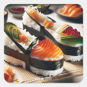 Fantasy Schattigee stijlvolle sushi schoenen Vierkante Sticker