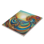 Fantasy Schattigee Sunrise Waves Beach Tegeltje (Zijkant)